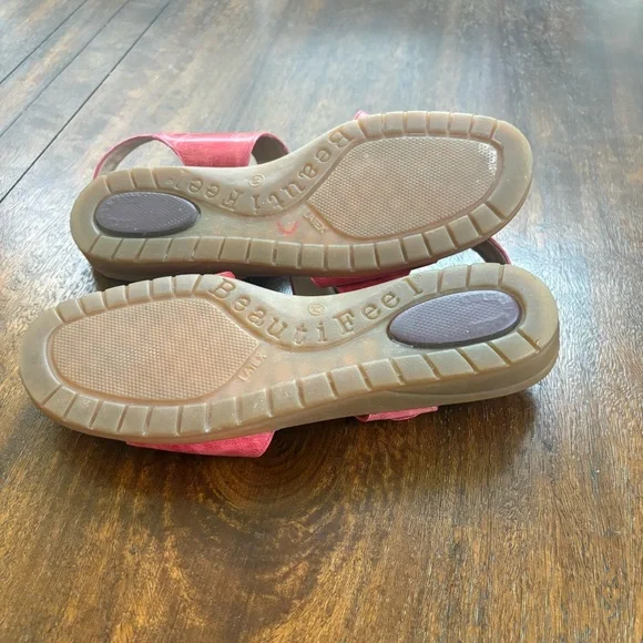 BeautiFeel Red Leather Strappy Hook Loop Wedge Sandals Women 41 (US 10-10.5) - Picture 7 of 8